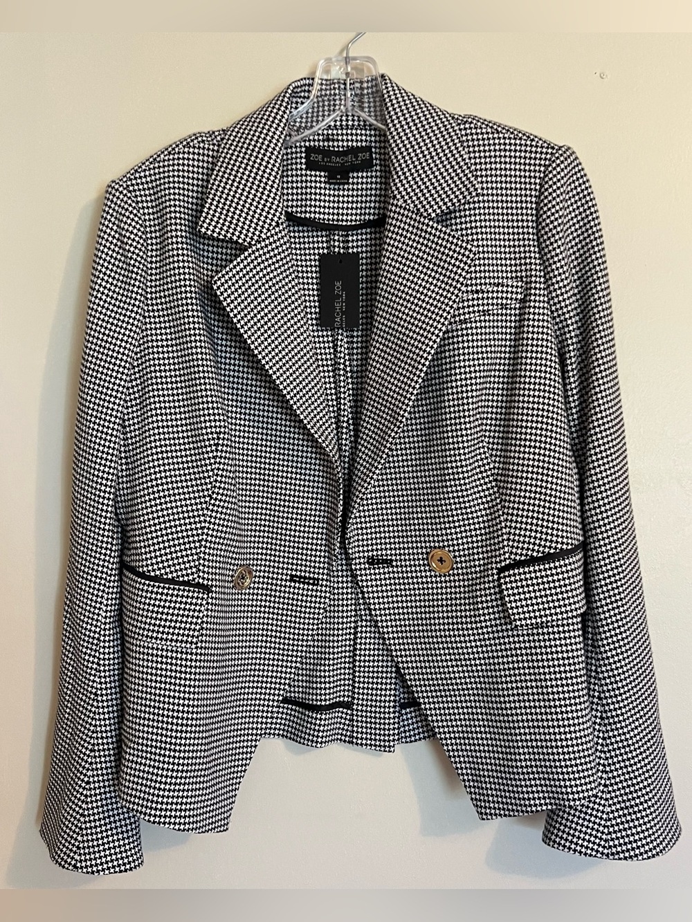 Rachel Zoe Black & White Houndstooth Blazer